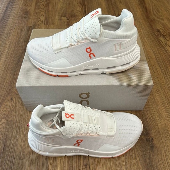 On Running Shoes - ON CLOUDNOVA white flame running athletic training lace up shoes sz 8.5 new
